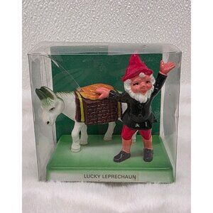 Vintage Lucky Leprechaun Barco Brand Hand Painted Leprechaun w Donkey Figurine